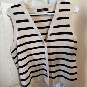Lillisory Black and Cream Striped Tank Top, Cropped, Size L